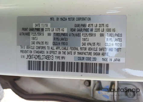 2020 Mazda Cx-5 Grand Touring from USA, damaged, VIN JM3KFADM5L0746613